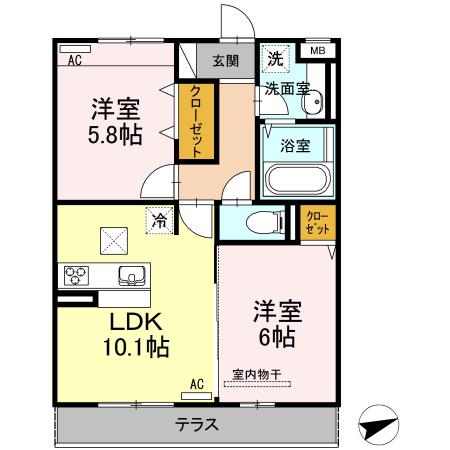 D-ROOM LIFE(2LDK/1階)の間取り写真