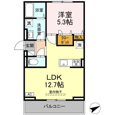 M-BASE HONJO KITA(1LDK/2階)の間取り写真