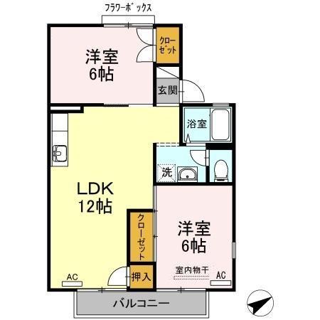 サニーハイツ(2LDK/2階)の間取り写真
