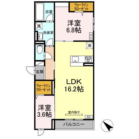 シンシア春日(2LDK/3階)の間取り写真
