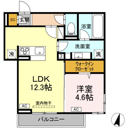 DーRESIDENCE霞町3丁目(1LDK/1階)の間取り写真