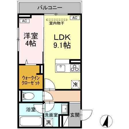DーRESIDENCE霞町3丁目(1LDK/3階)の間取り写真
