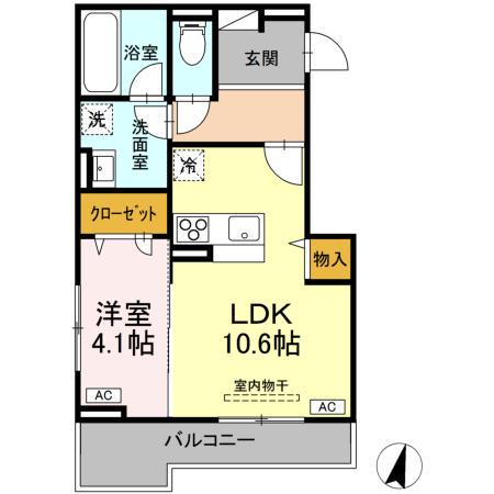 DーRESIDENCE霞町3丁目(1LDK/3階)の間取り写真