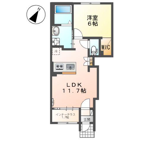 スターテラスⅡ瀬戸(1LDK/1階)の間取り写真