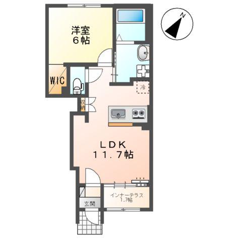 スターテラスⅡ瀬戸(1LDK/1階)の間取り写真