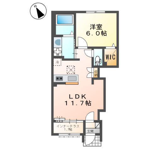 スターテラスⅡ東川口(1LDK/1階)の間取り写真