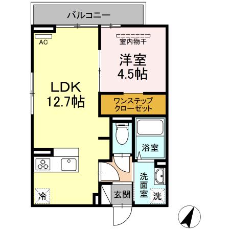 グランドポルト(1LDK/3階)の間取り写真