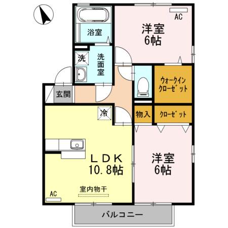 アブニール新涯 A棟(2LDK/2階)の間取り写真
