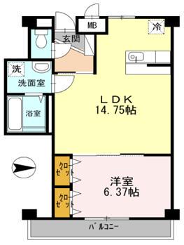 バンガーデン(1LDK/2階)の間取り写真