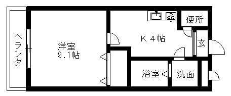 ウィスティリア(1K/2階)の間取り写真