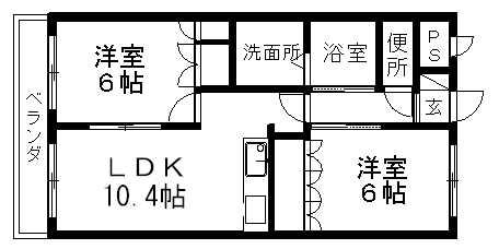 サンパレス(2LDK/2階)の間取り写真