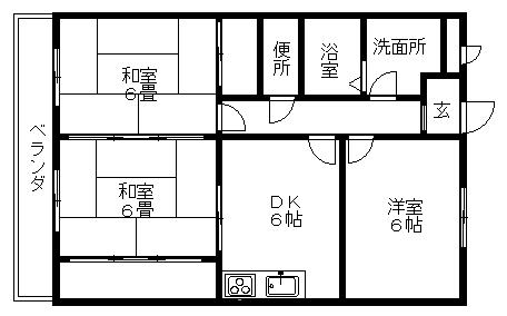 エクセルハイツ川口(3DK/2階)の間取り写真
