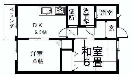 エルディムセントラル(2DK/1階)の間取り写真