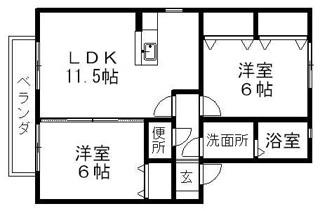 アドラブール戸手(2LDK/1階)の間取り写真