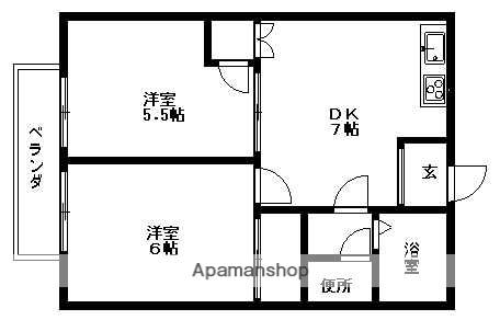 メゾンサンフラワーS(2DK/1階)の間取り写真