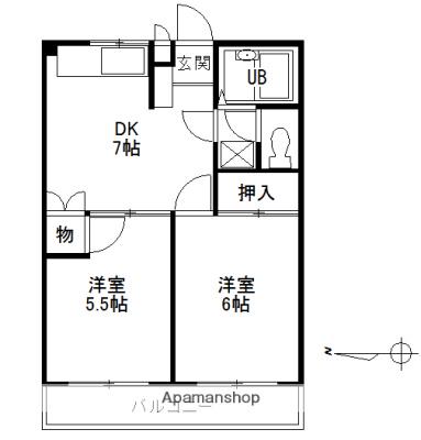 ティーブルランドM(2DK/2階)の間取り写真