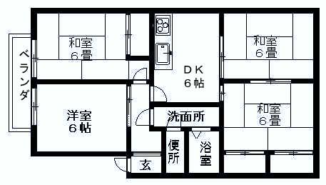 サンビレッジ春日(4DK/2階)の間取り写真