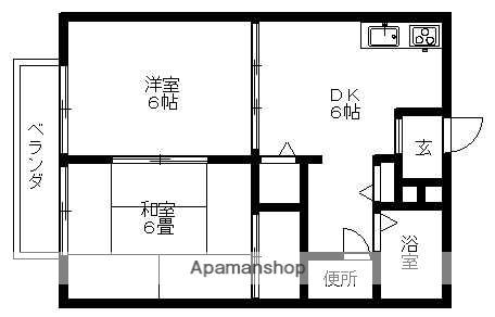 サンブライト(2DK/2階)の間取り写真