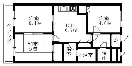 グレース春日(3DK/1階)の間取り写真