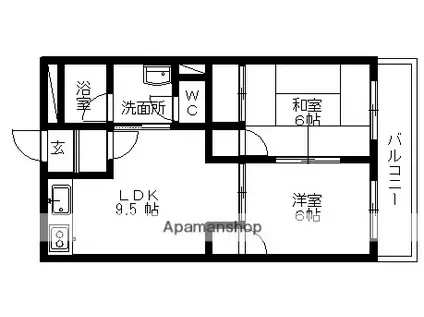 サン・オーレ東福山(2LDK/3階)の間取り写真