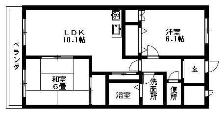 ヤマトハイツ(2LDK/2階)の間取り写真