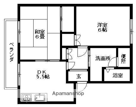 コーポ松岡(2DK/1階)の間取り写真