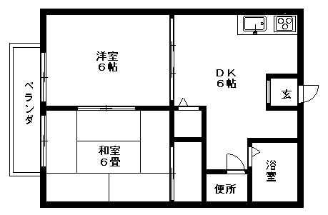 サンタウン竹ノ葉C(2DK/1階)の間取り写真