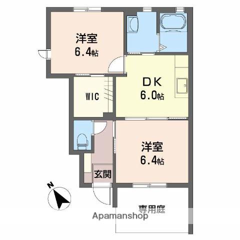 パティオフローラ C棟(2DK/1階)の間取り写真