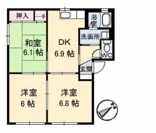 ミラベル焼山中央 A(3DK/1階)の間取り写真
