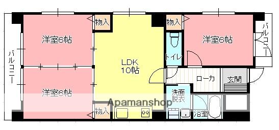 ルプリドール三条(3LDK/5階)の間取り写真