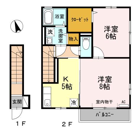 メルベーユ広(2K/2階)の間取り写真