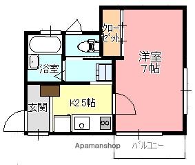 広島県江田島市 2階建 築12年(1K/2階)の間取り写真