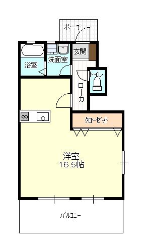 ルミエールA(ワンルーム/1階)の間取り写真