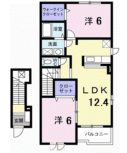 アプリコットC(2LDK/2階)の間取り写真