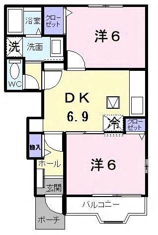 サニーヒルⅢ(2DK/1階)の間取り写真