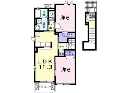 グランソレイユ(2LDK/2階)の間取り写真