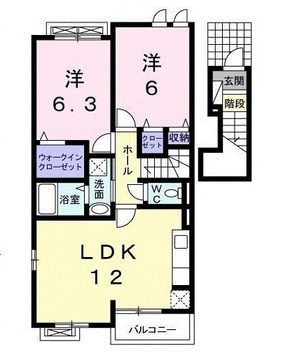 ブルック・サイド B(2LDK/2階)の間取り写真