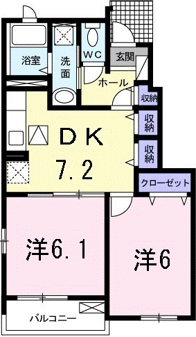 イルマ-レ A(2DK/1階)の間取り写真