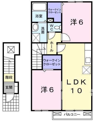 フェアクラウンⅠ(2LDK/2階)の間取り写真