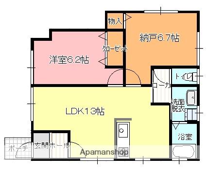 筒本アパートB(1SLDK/1階)の間取り写真