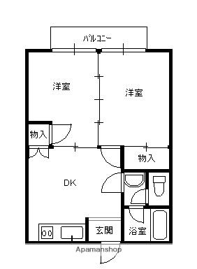ライオンズレジデンス(2DK/1階)の間取り写真