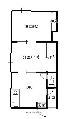六軒アパート(2DK/1階)の間取り写真