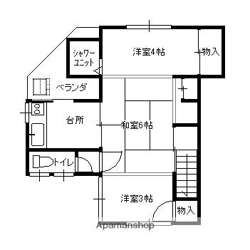 豊後アパート(3K/2階)の間取り写真