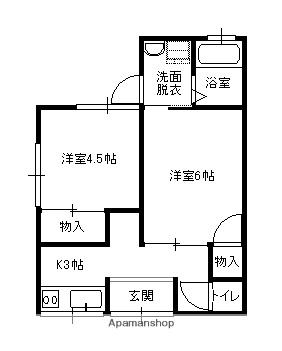 峯本アパート1(2K/1階)の間取り写真