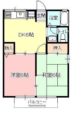 ハイム大道田(2DK/1階)の間取り写真