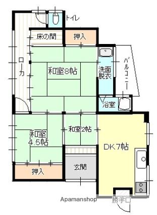 広島県呉市 1階建 築59年(3DK)の間取り写真