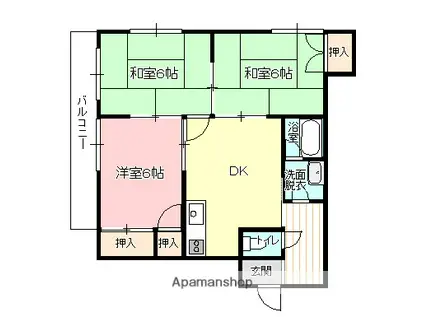 前田アパートB(3DK/2階)の間取り写真