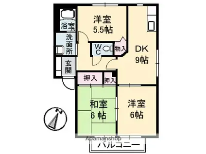 シャーメゾン大柿(3DK/2階)の間取り写真
