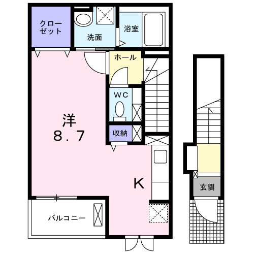 ヴィヴレ広駅前(1K/2階)の間取り写真