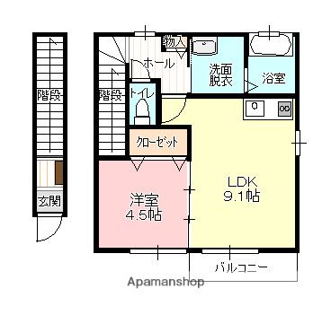 ライフメント中町(1LDK/2階)の間取り写真